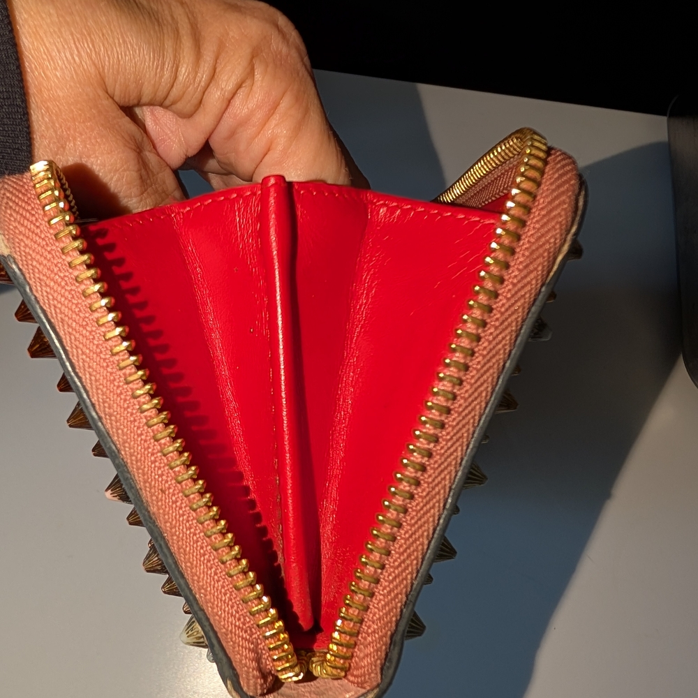 Christian Louboutin Panettone Pink Studded Zip Around Wallet - Picture 11 of 12